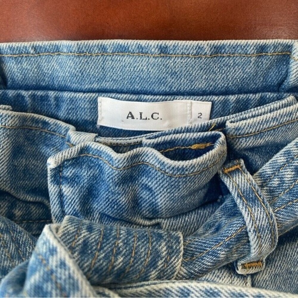 A.L.C. Luke High Waisted Paper Bag Denim Pants in Light Indigo - Picture 11 of 15
